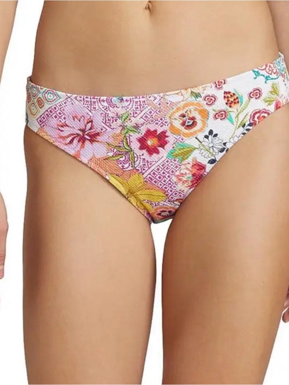 NWT Johnny Was PAULA Reverse Pique Floral Hipster Bikini Bottom Size 2XL